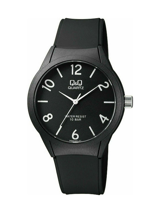 Q&Q Uhr Batterie mit Schwarz Kautschukarmband VR28J024Y