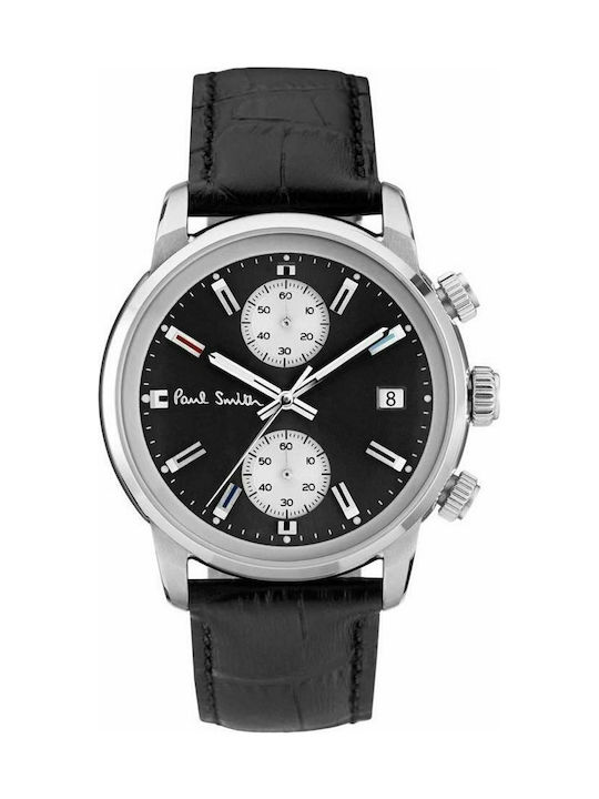 Paul Smith Block Chronograph Watch Chronograph with Black Leather Strap