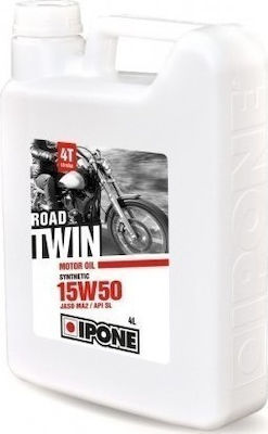 Ipone Road Twin Synthetic Motorcycle Oil for Four-Stroke Engines 15W-50 4lt