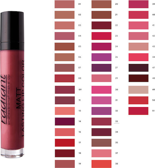 Radiant Matt Lasting Lip Color SPF15 Υγρό Κραγιόν Matte 33 6.5ml