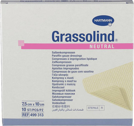 Hartmann Grassolind Neutral Αυτοκόλλητες Γάζες 10x7.5cm 10τμχ