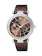 Q&Q Watch with Brown Leather Strap DΑ79-302