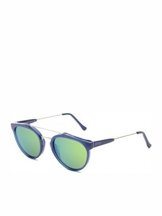 Retrosuperfuture Giaguaro Deep Blue Bak Ochelari De Soare Pentru Bărbați Cu Ramă Din Plastic Albastru Închis Oglindă Deep Blue