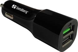 Sandberg Încărcător auto Car Charger 1xQC 3.0+1xUSB2.4A Cu intensitate totală 2.4A împreună cu Cablu și