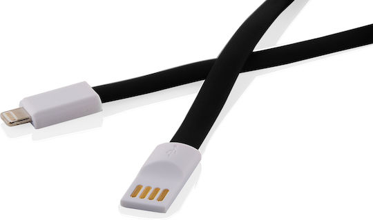 DeTech Flat USB to Lightning Cable Μαύρο 1m (14288)