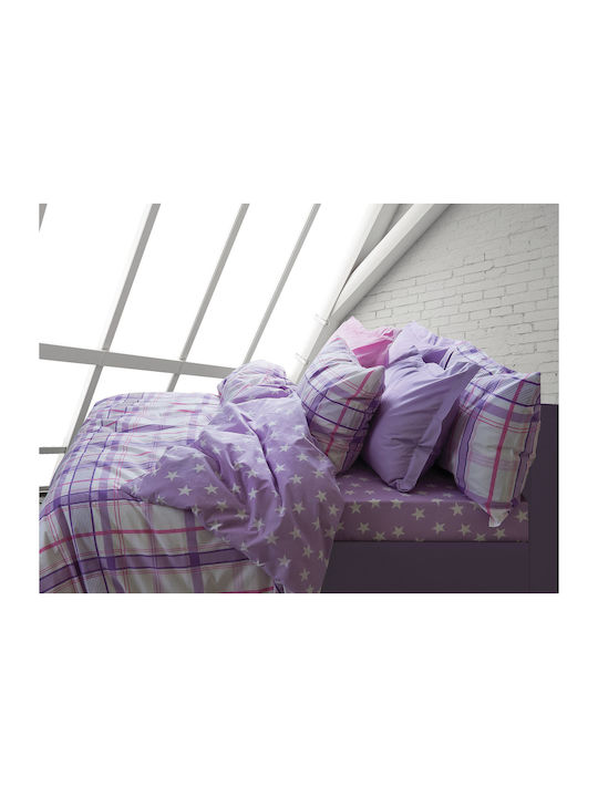 Das Home Happy Line 9222 Set Coverlet Queen Size Cotton Purple 220x240cm 3pcs