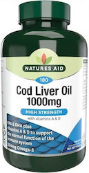 Natures Aid Everyday Essentials High Strength Cod Liver Oil with Vitamins A & D Lebertran 1000mg 180 Mützen
