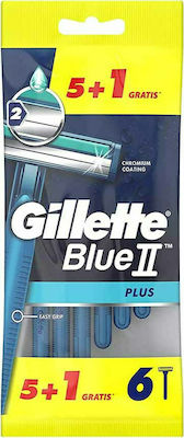 Gillette Plus Disposable Razors with 2 Blades & Lubricating Tape 6pcs