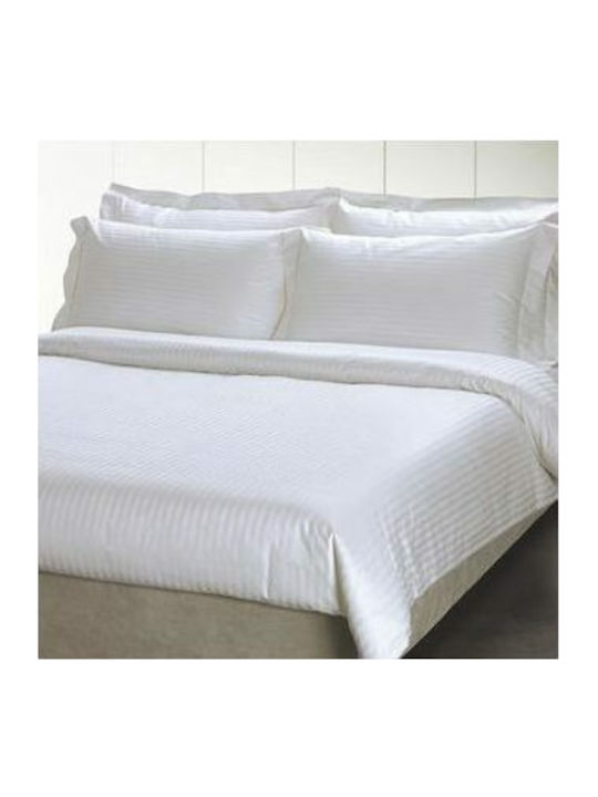 Palamaiki Duvet Cover Cotton Satin Single 160x240 White Stripes 300TC 100% cotton sateen