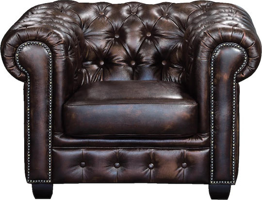 Chesterfield Armchair from Genuine Leather Brown 103x92x72cm