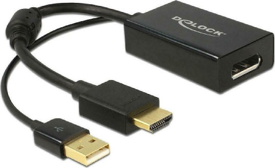 DeLock Μετατροπέας HDMI / USB-A male σε DisplayPort female 1τμχ 62667