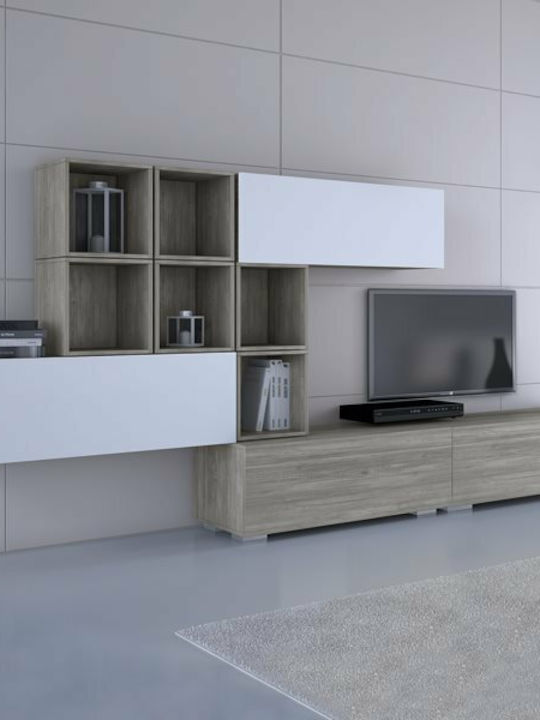 Wohnzimmer TV-Einheit Smart No 2C Weiß L237xB45xH150cm