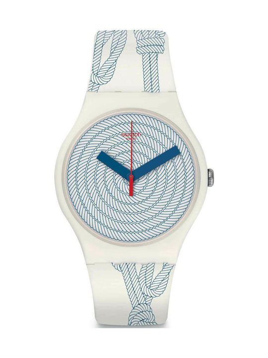 Swatch Cordage Uhr mit Weiß Kautschukarmband