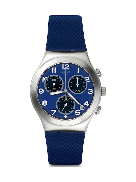 Swatch Sweet Sailor Uhr Chronograph Batterie mit Blau Kautschukarmband