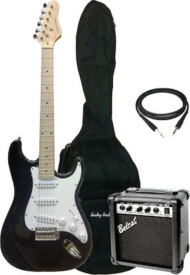 Jacky Jackson ST38 Set Chitară Electrică Stratocaster cu SSS Configurație Doze Negru cu Husă