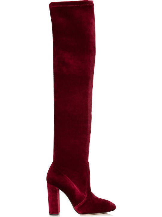Damenstiefel Über dem Knie Burgundisch