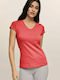 Bodymove Women's Athletic T-shirt with V Neckline Pink