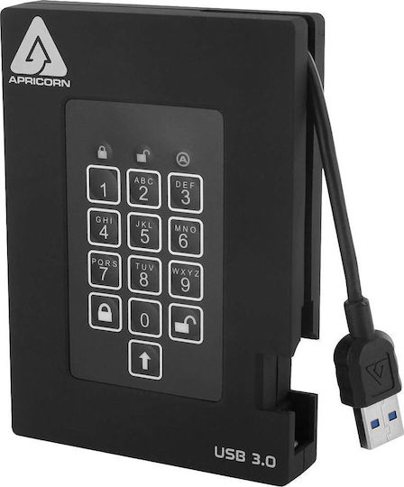Apricorn Aegis Fortress USB 3.0 Външен HDD 1TB 2.5" Черен