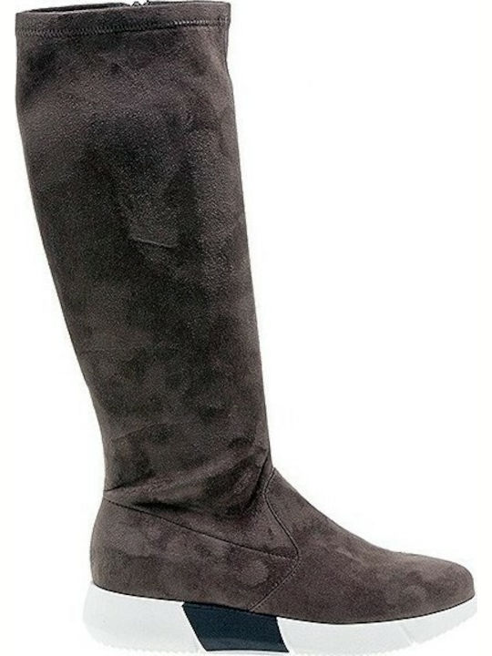 Mourtzi Suede Women's Boots with Zipper Brown