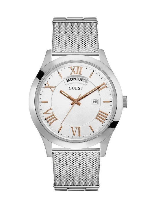 Guess Metropolitan Ανδρικό Ρολόι 44mm Μπαταρίας με Ασημί Μεταλλικό Μπρασελέ