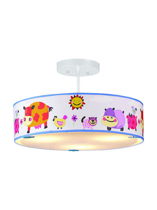 Aca Kids Fabric Chandelier Mount Ceiling Light E14 Animals Multicolour 40W 40x28cm