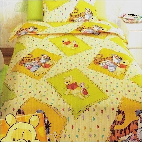 Disney Подредба Детско Юрганче Единично с Калъфка Winnie Многоцветен 160x240cm