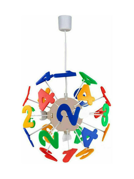 Aca Kids Plastic Chandelier Ceiling Light E14 Αριθμοί Multicolour 40W 35x35cm