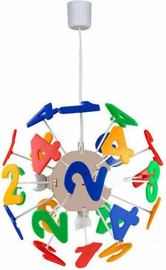 Aca Zahlen Kronleuchter Kinderdeckenleuchte Deckenleuchte 40W mit Fassung E14 Mehrfarbig 35x35cm