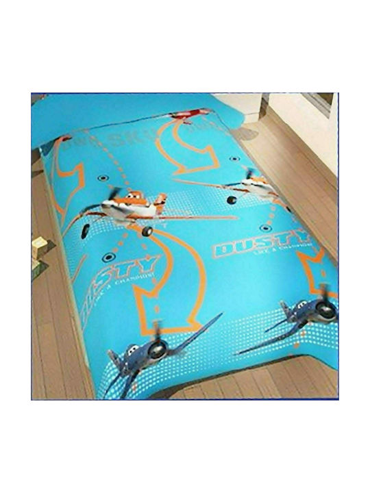 Dimcol Kids Quilt Single Planes Dusty Blue 170x260cm