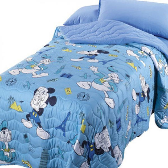 Disney Παιδικό Κουβερλί Ημίδιπλο Mickey Μπλε 170x250εκ.