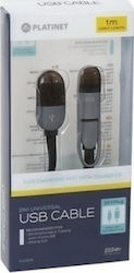 Platinet Flat Cablu USB la Lightning / micro US...