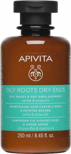Apivita Rădăcini Grase și Vârfuri Uscate Nettle & Propolis Sampon de Reconstrucție/Hrană & Hidratare pentru Păr Gras 250ml