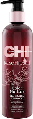 CHI Rose Hip Oil Color Nurture Shampoos Color Maintenance for Coloured Hair 340ml