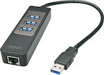 Lindy USB 3.1 Hub 3 Θυρών με σύνδεση USB-A / Ethernet