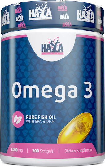 Haya Labs Omega 3 Масло от черен дроб на треска 1000мг 200 капси