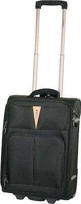 Diplomat Cabin Travel Suitcase Fabric Black with 2 Wheels Height 55cm.