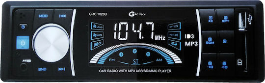 GRC Tech Sistem Audio Auto 1DIN (Bluetooth/USB) cu Panou detașabil