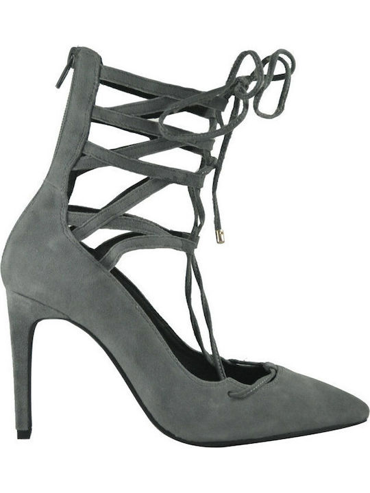 Jeffrey Campbell Suede Pointed Toe Stiletto Gray High Heels Hierro 0101001098