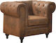 Chesterfield Πολυθρόνα Καφέ 110x82x77cm