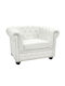 Chesterfield Armchair from Leatherette White 110x90x73cm