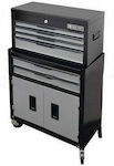 Tactix Wheeled Metallic Tool Carrier with 6 Drawers and Cabinet W60xD29xH70cm