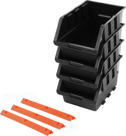 Tactix Plastic Tool Bin Organiser W15xD24xH12.8cm 4pcs
