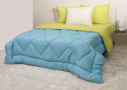 Viopros Single Quilt with Microfiber Filling 160x240cm Two-tone Turquoise/Green 350 GSM