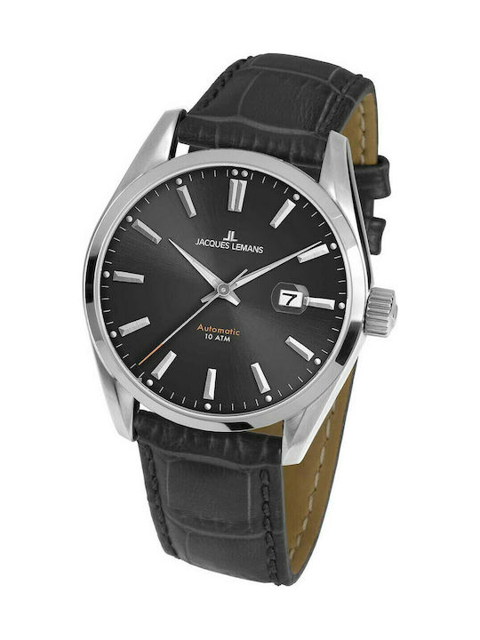 Jacques Lemans Derby Watch Battery with Gray Leather Strap