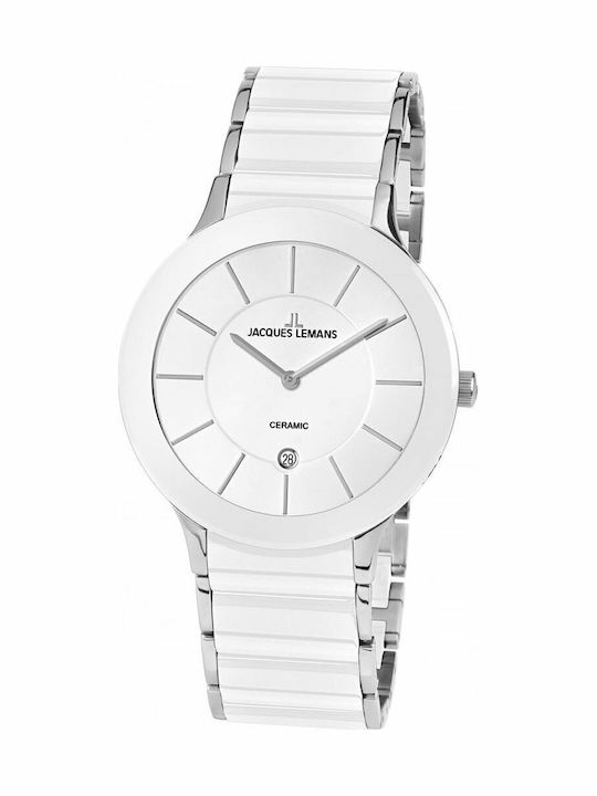 Jacques Lemans Dublin Ανδρικό Ρολόι 32mm Μπαταρίας με Λευκό Μεταλλικό Μπρασελέ