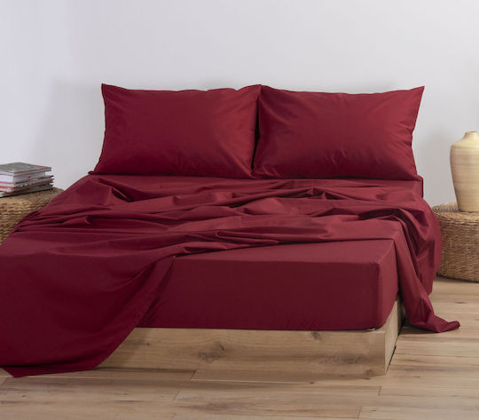 Nef-Nef Homeware Basic Σεντόνι Υπέρδιπλο με Λάστιχο 160x200+30εκ. 970 Bordo