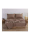 Nef-Nef Homeware Σεντόνι Μονό με Λάστιχο 100x200x30εκ. Basic 1012 Brown