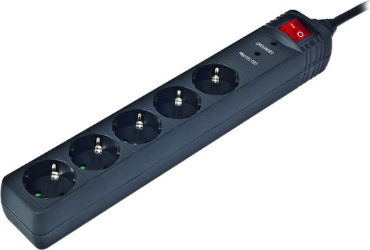 Gembird Power Strip with Surge Protection 5 Positions with Switch and Cable 1.5m