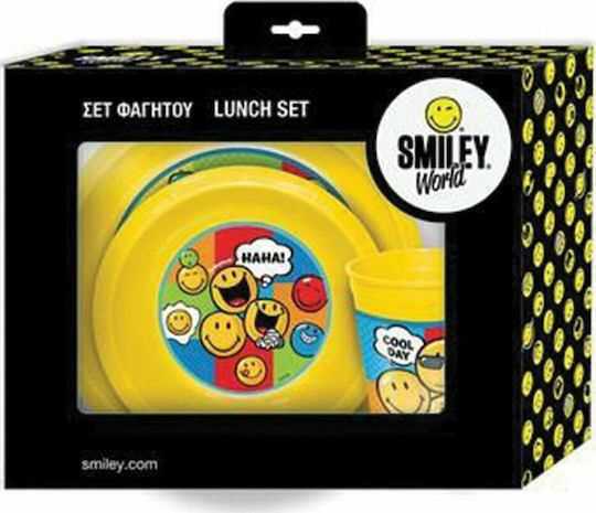 Feeding Set Smileys made of Plastic Yellow 3pcs