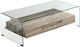 Rectangular Coffee Table Glasser Wood Transparent L110xW55xH35cm